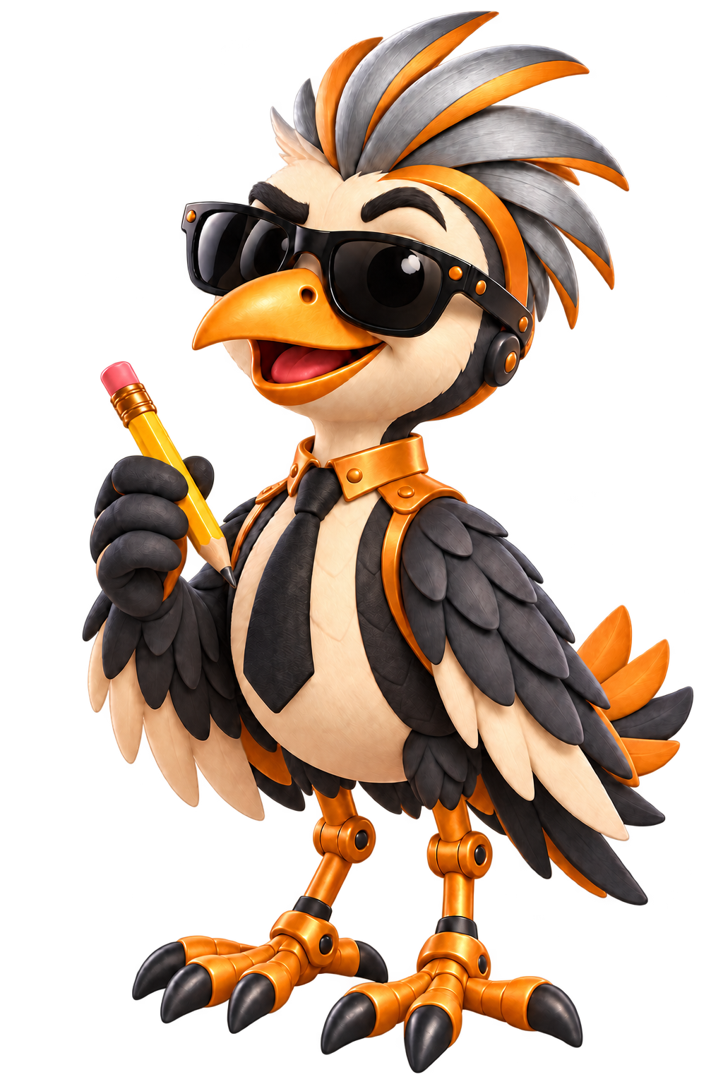 Sanczel Creative bird character presenting the creative services